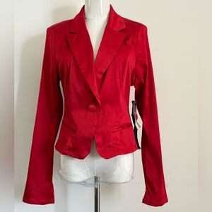 ASHLEY By 26 INT’L, Women's Red Satin Notch-Lapel Blazer Jacket, Size L, NWT